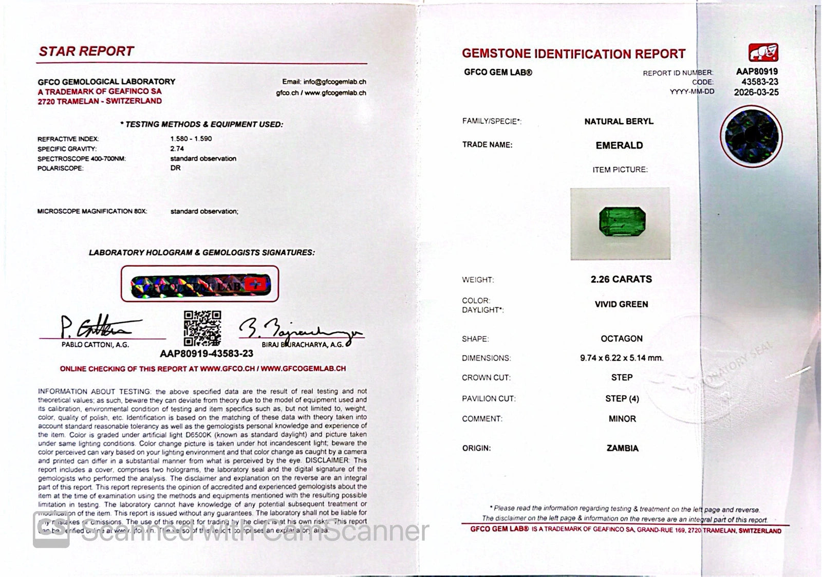 Zambian Emerald, Emerald Cut, 2.26ct