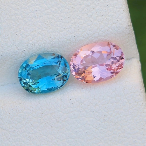 Aquamarine & Morganite Reverse Pair, Oval, 2.15ct