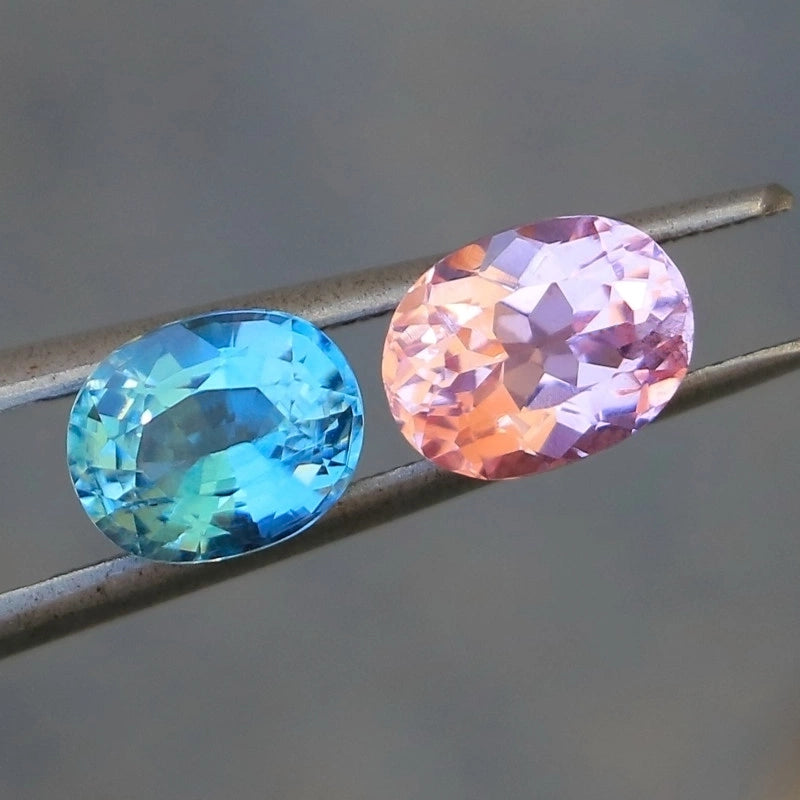 Aquamarine & Morganite Reverse Pair, Oval, 2.15ct