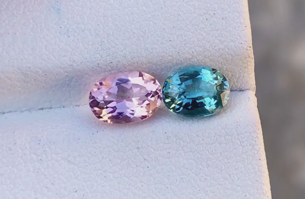 Aquamarine & Morganite Reverse Pair, Oval, 2.15ct