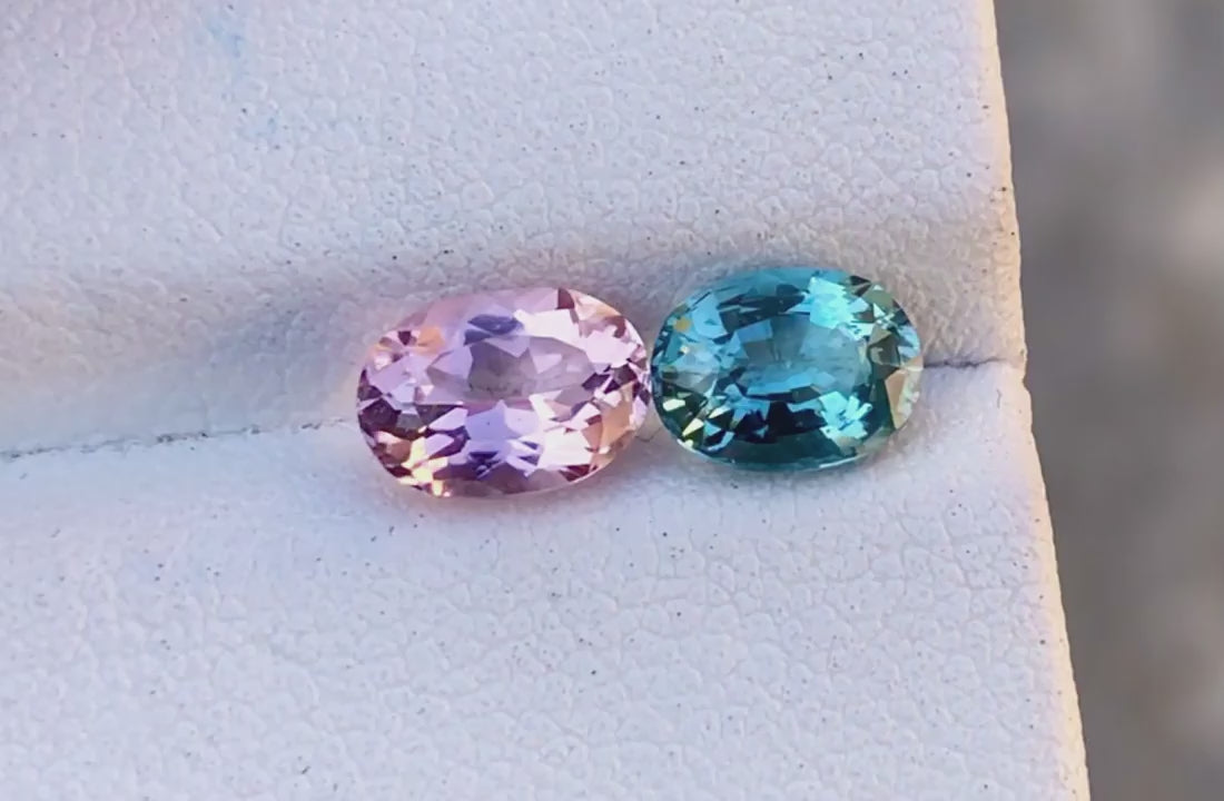 Aquamarine & Morganite Reverse Pair, Oval, 2.15ct