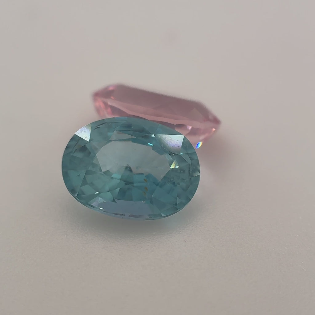 Aquamarine & Morganite Reverse Pair, Oval, 2.15ct